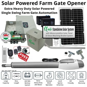 Solar Electric Automatic Farm Gate Kit. Solar Panel Electric Remote Control Motorized Gate System, Driveway - Farm Gate Automation
