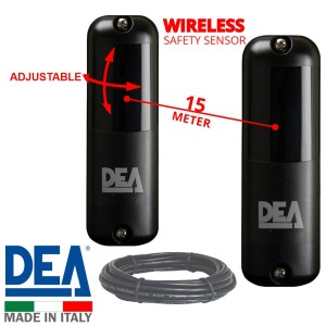 DEA LINEAR/B Photocell Wireless PE Safety Sensor up to 15m Range with 5m Cable Combo| Pair of adjustable photocells (210° Adjustable Rotating Optics) for Automatic Gate Opener System. Garage/Gate Safety Sensor LINEAR/B Safety Beam, Infrared Technology Wireless Gate Safety Sensor, Motion Detector, Wireless PE Gate Safety Beams