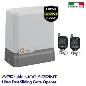 400KG Italian-Made Sliding Gate Motor | APC-able-400SPRINT Sliding Gate Automation,  High-Efficiency 24V Gate Opener — Ultra-Fast. Quiet. Smart. Eco-Certified.