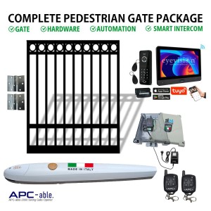 Complete Pedestrain Gate Packages with Gate, Gate Automation, Hardware & Smartphone Intercom Combo