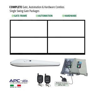 2.5m Gate Frame & Automation Combos with APC Able 3000 Italian Made Heavy Duty Gate Opener System With Adjustable Built-In Stop. Complete Single Swing Electric Gate Packages