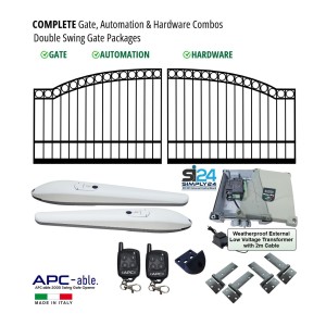 Complete Gate, Electric Gate Automation & Hardware Combos with Italian Made Heavy Duty Gate Opener System. APC Double Swing Electric Gate Packages
