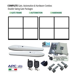 Double Swing Gate Frame & APC Able 3000 Italian Made 24V Gate Opener and Hardware Combo