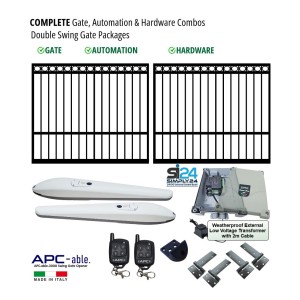 Double Swing Gate & APC Able 3000x2 Italian Made 24V Gate Opener and Hardware Combo