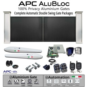 Complete Aluminium Gate, Electric Gate Automation & Hardware Combos with Italian Made APC-able-3000x2 Heavy Duty Gate Opener System