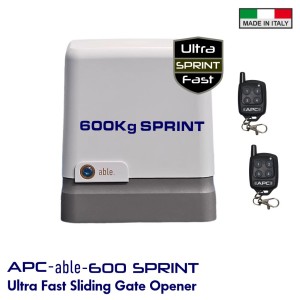 600KG Italian-Made Sliding Gate Motor | APC-able-600SPRINT Sliding Gate Automation,  High-Efficiency 24V Gate Opener — Ultra-Fast. Quiet. Smart. Eco-Certified.