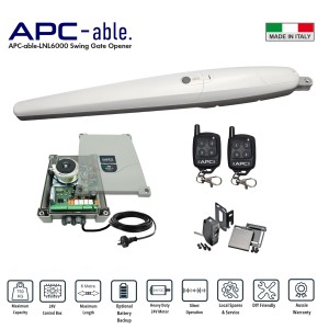 Commercial Grade Single Swing Gate Opener Trade Kit with Italian-Made APC-able-6000 Super Duty Linear Actuator – Suitable for Up to 6m Opening and Up to 750kg Gate with Adjustable Built-In Strong Mechanical Stops for Opening and Closing, 24V Single Swing Remote Control Driveway Gate System with Safety Sensors. APC Gate Automation Built to Withstand Australian Harsh Conditions, Ideal for Commercial, Industrial and Residential Use