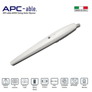 APC Able 6000 Heavy Duty Linear Actuator, Italian Made Swing Gate Opener Motor with Adjustable Built-In Stop for Automatic Gate Opener 24V System. Max 6m or 750kg per gate.