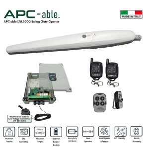 Build Your Own Gate Opener Kit with Italian-made APC Able 6000 Super Duty Linear Actuator – Suitable for Up to 6m Opening and Up to 750kg Gate with Adjustable Built-In Strong Mechanical Stops for Opening and Closing, 24V Low Voltage Single Swing Remote Control Driveway Gate System Includes External Transformer with 20m Low Voltage Cable. APC Gate Automation Built to Withstand Australian Harsh Conditions. Ideal for Commercial, Industrial and Residential Use
