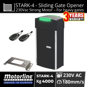 Commercial Grade Sliding Gate Motor STARK4 Made in Europe by Motorline  – 230Vac Powered Sliding Gate Opener | 4000kg Capacity Heavy Duty Industrial Gate Automation Australia
