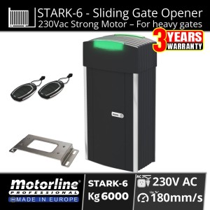 Commercial Grade Sliding Gate Motor STARK6 Made in Europe by Motorline  – 230Vac Powered Sliding Gate Opener | 6000kg Capacity Heavy Duty Industrial Gate Automation Australia