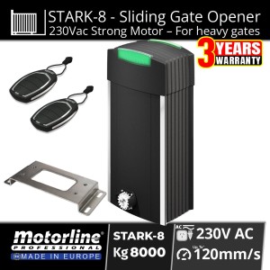 Commercial Grade Sliding Gate Motor STARK8 Made in Europe by Motorline  – 230Vac Powered Sliding Gate Opener | 8000kg Capacity Heavy Duty Industrial Gate Automation Australia