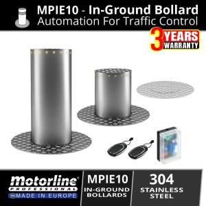 Motorline MPIE10/600 Automatic In-Ground Bollard with RGB LED | Heavy-Duty Remote Access Control Bollard for Road Traffic & Security Applications