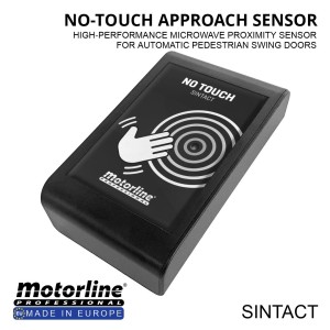 No-Touch Approach Sensor for Automated Doors (Australia) | The Motorline SINTACT High-performance microwave proximity sensor for automatic pedestrian swing doors. It offers reliable no-touch activation, 24 GHz detection, adjustable range, and IP54 weather resistance—perfect for Australian commercial and public installations.